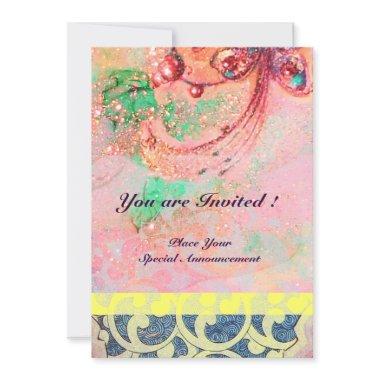 WAVES , bright red green yellow blue pink sparkles Invitations