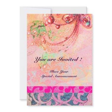 WAVES , bright red green yellow blue pink sparkles Invitations