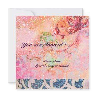 WAVES , bright red violet blue pink gold sparkles Invitations