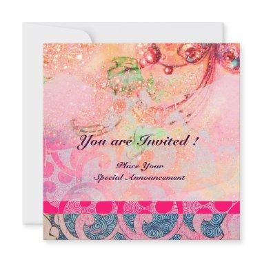 WAVES , bright violet blue pink gold sparkles Invitations