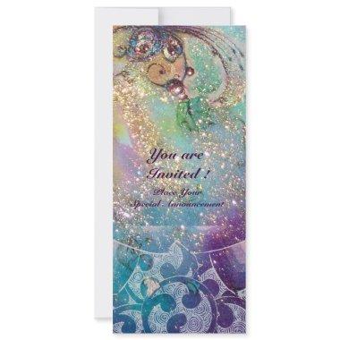 WAVES , bright violet blue pink gold sparkles Invitations