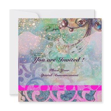 WAVES , bright violet blue pink gold sparkles Invitations