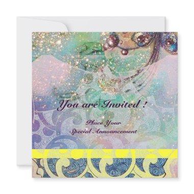 WAVES , bright yellow blue pink gold sparkles