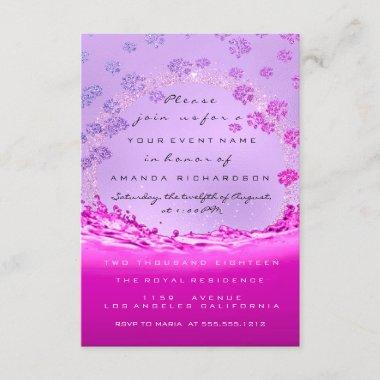 Waves Pink Purple Bridal Shower Floral Framed Spar Invitations