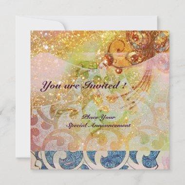 WAVES RUBY, bright red brown yellow blue pink Invitations