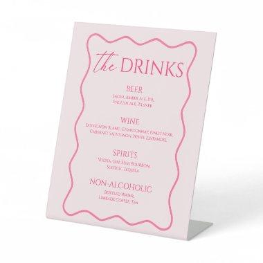 Wavy Colorful Pink Drink Menu Bar Pedestal Sign