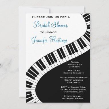 Wavy Curved Piano Keys Bridal Shower Invitations