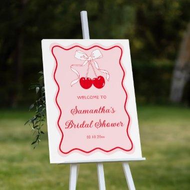 Wavy Pink Bow Cherry On Top  Welcome Foam Board