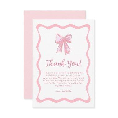 Wavy Pink Bow Tying the Knot  Thank You