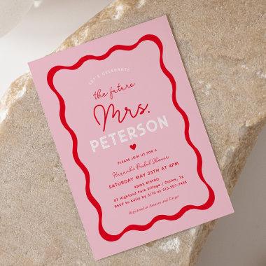 Wavy Retro Pink and Red Future Mrs
