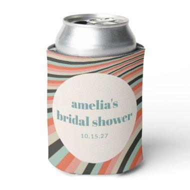 Wavy Stripes Aqua Peach Custom  Can Cooler