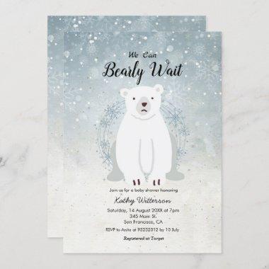 We can bearly wait winter bear baby shower Invitations