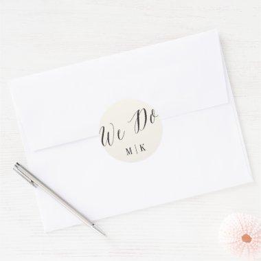 We Do Classic Script Calligraphy Monogram Wedding Classic Round Sticker