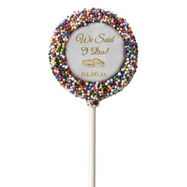 We Said I Do Wedding Gold Rings Chocolate Covered Oreo Pop