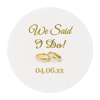 We Said I Do Wedding Gold Rings Edible Frosting Rounds