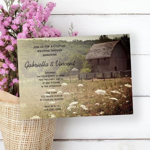 Weathered Barn Country Couples Wedding Shower Invitations