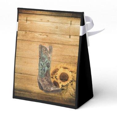Weathered Western Country sunflower cowboy boot Favor Boxes