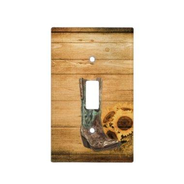 Weathered Western Country sunflower cowboy boot Light Switch Cover