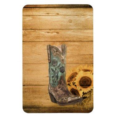 Weathered Western Country sunflower cowboy boot Magnet