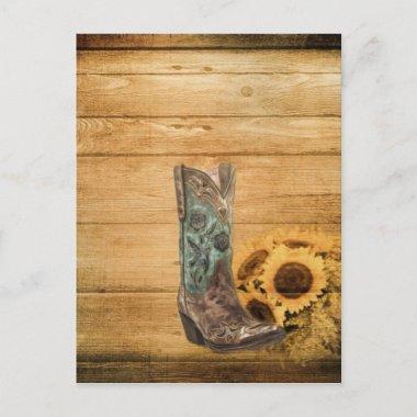Weathered Western Country sunflower cowboy boot PostInvitations