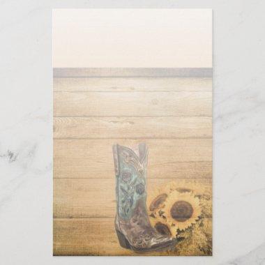 Weathered Western Country sunflower cowboy boot Stationery