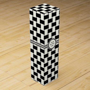 Weave - Black and Ivory on Gray Wine Box