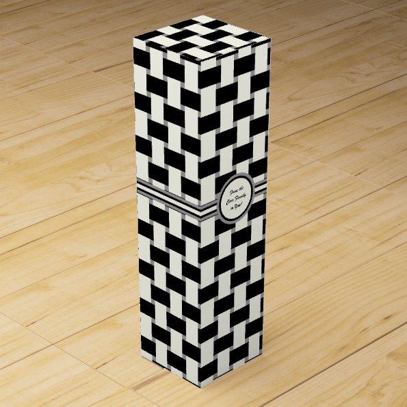 Weave - Black and Ivory on Gray Wine Box