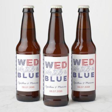 Wed White And Blue Informal Backyard Wedding Party Beer Bottle Label