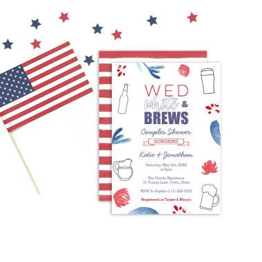 Wed White and Brews American Co-ed Wedding Shower Invitations
