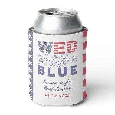 WED White Blue Bachelorette Party Bridal Shower Can Cooler