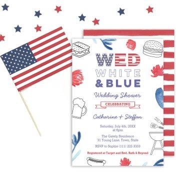 Wed White Blue BBQ Couples Shower Rehearsal Dinner