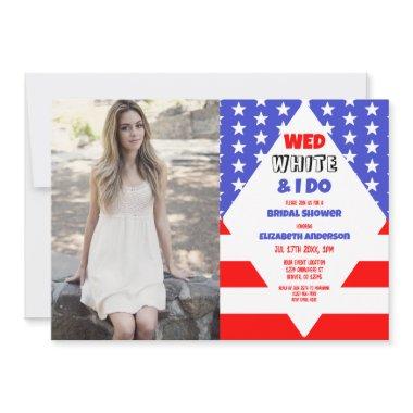 Wed, White & I Do Patriotic Bridal Shower Invitations