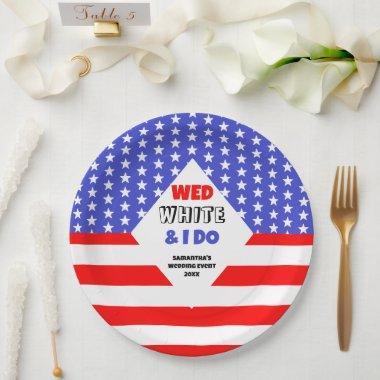 Wed, White & I Do Patriotic Wedding Event Paper Plates