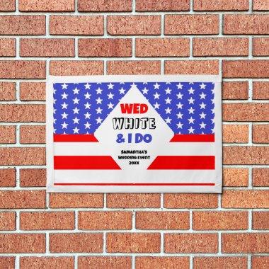 Wed, White & I Do Patriotic Wedding Event Pennant
