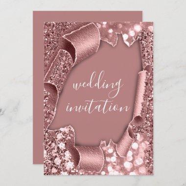 Wedding 3D Cart Effect Frame Rose Blush Powder Invitations