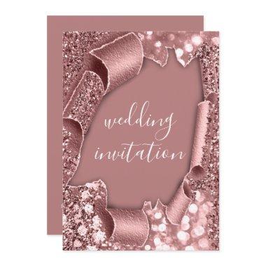 Wedding 3D Cart Effect Frame Rose Blush Royals Invitations