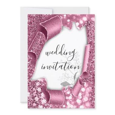 Wedding 3D Cart Effect White Rose Frame Florals Invitations