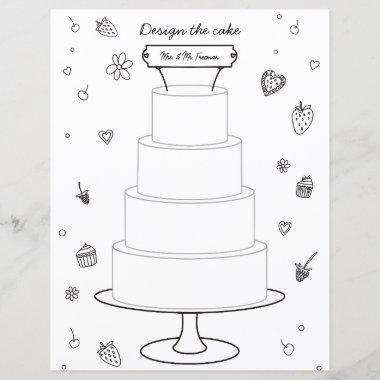 Wedding Activity Colouring Design Cake Page