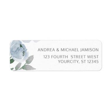 Wedding Address Dusty Blue Gray Watercolor Floral Label