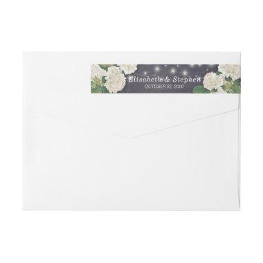 Wedding Address Hydrangea Flower String Light Blue Wrap Around Label