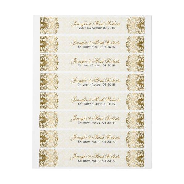 Wedding Address Label Gold Swirls Beige Damasks