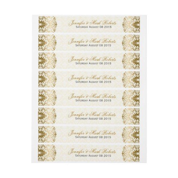 Wedding Address Label Gold Swirls Beige Damasks