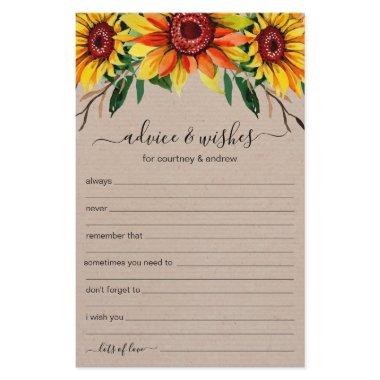 Wedding Advice and Wishes Rustic Sunflowers