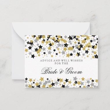 Wedding Advice Card Gold Glitter Stars Confetti