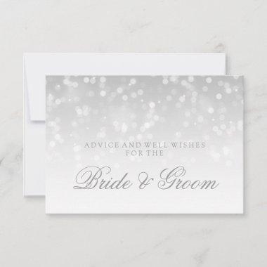 Wedding Advice Card Silver Bokeh Sparkle Lights