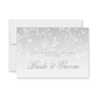 Wedding Advice Card Silver Bokeh Sparkle Lights