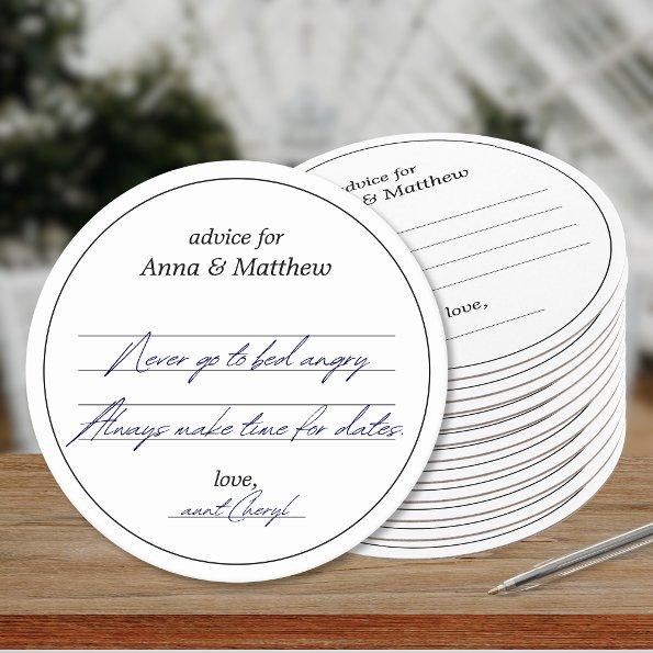 Wedding Advice Cards | Modern Minimalist Elegant Round Paper Coaster