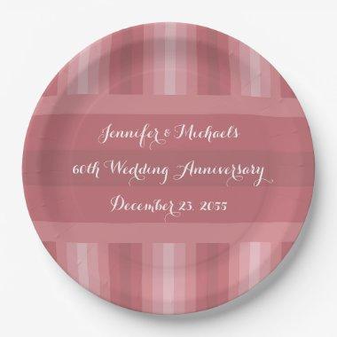 Wedding Anniversary Party Bridal Shower Dusty Rose Paper Plates
