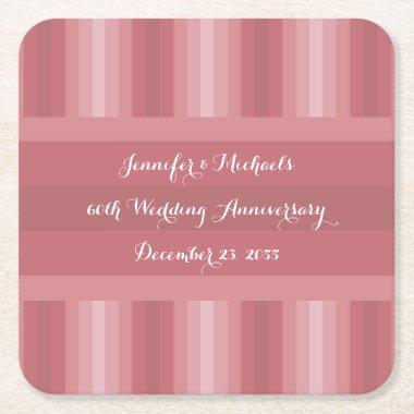 Wedding Anniversary Party Bridal Shower Dusty Rose Square Paper Coaster
