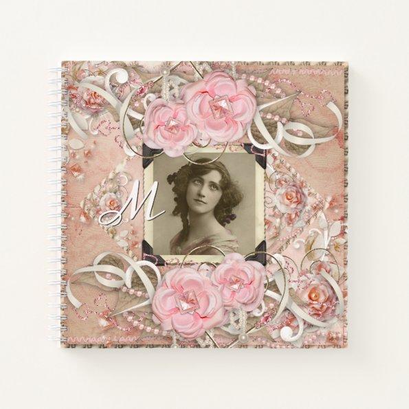 Wedding Anniversary Victorian Bride Roses Pearls Notebook
